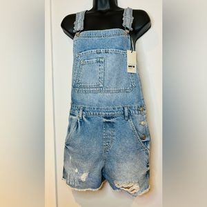 Topshop Dungaree Denim Short Overalls BNWT